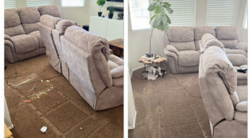 Powerful cleaning action showing removal of stains and dirt from concrete driveway with strong water pressure effects and visible surface transformation