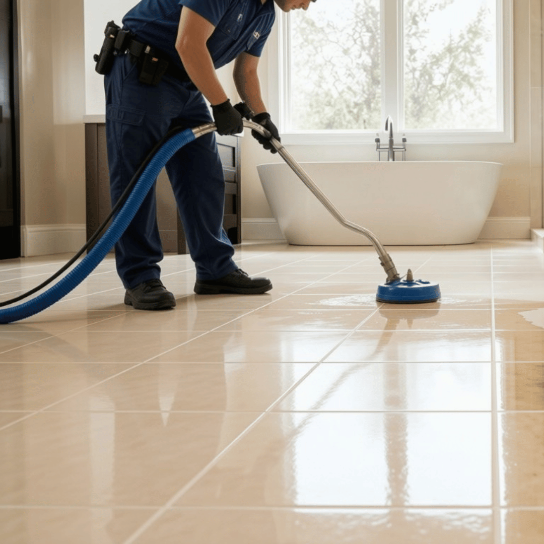 Tire grout house cleaning service in Orange County in the Bathroom